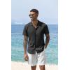 COOFANDY Men’s Short Sleeve Button Down Shirts Casual Summer Dress Untucked Shirts(Solid-black)