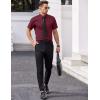 COOFANDY Men’s Short Sleeve Button Down Shirts Casual Summer Dress Untucked Shirts(Wine Red)