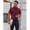 COOFANDY Men’s Short Sleeve Button Down Shirts Casual Summer Dress Untucked Shirts(Wine Red)