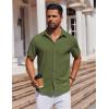 COOFANDY Mens Short Sleeve Button Down Shirts Casual Summer Shirt Untucked Dress Shirts(Army Green)