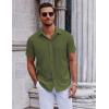 COOFANDY Mens Short Sleeve Button Down Shirts Casual Summer Shirt Untucked Dress Shirts(Army Green)