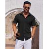 COOFANDY Mens Short Sleeve Button Down Shirts Casual Summer Shirt Untucked Dress Shirts(Black)