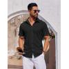 COOFANDY Mens Short Sleeve Button Down Shirts Casual Summer Shirt Untucked Dress Shirts(Black)