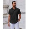 COOFANDY Mens Short Sleeve Button Down Shirts Casual Summer Shirt Untucked Dress Shirts(Black)