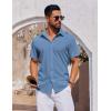 COOFANDY Mens Short Sleeve Button Down Shirts Casual Summer Shirt Untucked Dress Shirts(Captain Blue)