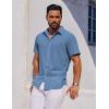 COOFANDY Mens Short Sleeve Button Down Shirts Casual Summer Shirt Untucked Dress Shirts(Captain Blue)
