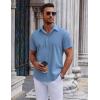COOFANDY Mens Short Sleeve Button Down Shirts Casual Summer Shirt Untucked Dress Shirts(Captain Blue)