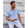 COOFANDY Mens Short Sleeve Button Down Shirts Casual Summer Shirt Untucked Dress Shirts(Clear Blue)