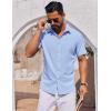 COOFANDY Mens Short Sleeve Button Down Shirts Casual Summer Shirt Untucked Dress Shirts(Clear Blue)