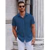 COOFANDY Mens Short Sleeve Button Down Shirts Casual Summer Shirt Untucked Dress Shirts(Dark Blue)