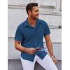 COOFANDY Mens Short Sleeve Button Down Shirts Casual Summer Shirt Untucked Dress Shirts(Dark Blue)