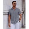 COOFANDY Mens Short Sleeve Button Down Shirts Casual Summer Shirt Untucked Dress Shirts(Dark Grey)