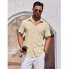COOFANDY Mens Short Sleeve Button Down Shirts Casual Summer Shirt Untucked Dress Shirts(Khaki)
