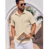 COOFANDY Mens Short Sleeve Button Down Shirts Casual Summer Shirt Untucked Dress Shirts(Khaki)