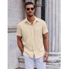 COOFANDY Mens Short Sleeve Button Down Shirts Casual Summer Shirt Untucked Dress Shirts(Khaki)