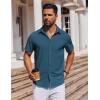 COOFANDY Mens Short Sleeve Button Down Shirts Casual Summer Shirt Untucked Dress Shirts(Lake Blue)