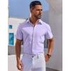 COOFANDY Mens Short Sleeve Button Down Shirts Casual Summer Shirt Untucked Dress Shirts(Lavender)