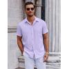 COOFANDY Mens Short Sleeve Button Down Shirts Casual Summer Shirt Untucked Dress Shirts(Lavender)