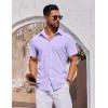 COOFANDY Mens Short Sleeve Button Down Shirts Casual Summer Shirt Untucked Dress Shirts(Lavender)