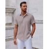 COOFANDY Mens Short Sleeve Button Down Shirts Casual Summer Shirt Untucked Dress Shirts(Light Gray)