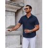 COOFANDY Mens Short Sleeve Button Down Shirts Casual Summer Shirt Untucked Dress Shirts(Navy Blue)
