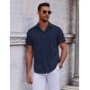 COOFANDY Mens Short Sleeve Button Down Shirts Casual Summer Shirt Untucked Dress Shirts(Navy Blue)