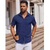 COOFANDY Mens Short Sleeve Button Down Shirts Casual Summer Shirt Untucked Dress Shirts(Navy Blue-anchor)