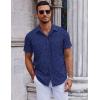 COOFANDY Mens Short Sleeve Button Down Shirts Casual Summer Shirt Untucked Dress Shirts(Navy Blue-anchor)