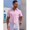 COOFANDY Mens Short Sleeve Button Down Shirts Casual Summer Shirt Untucked Dress Shirts(Pink)