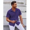 COOFANDY Mens Short Sleeve Button Down Shirts Casual Summer Shirt Untucked Dress Shirts(Purple)