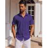 COOFANDY Mens Short Sleeve Button Down Shirts Casual Summer Shirt Untucked Dress Shirts(Purple)