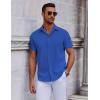 COOFANDY Mens Short Sleeve Button Down Shirts Casual Summer Shirt Untucked Dress Shirts(Sky Blue)