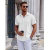 COOFANDY Mens Short Sleeve Button Down Shirts Casual Summer Shirt Untucked Dress Shirts(White)