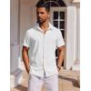 COOFANDY Mens Short Sleeve Button Down Shirts Casual Summer Shirt Untucked Dress Shirts(White)