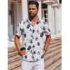 COOFANDY Mens Short Sleeve Button Down Shirts Casual Summer Shirt Untucked Dress Shirts(White-black Leaf)