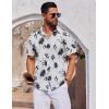 COOFANDY Mens Short Sleeve Button Down Shirts Casual Summer Shirt Untucked Dress Shirts(White-black Leaf)