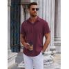 COOFANDY Mens Short Sleeve Button Down Shirts Casual Summer Shirt Untucked Dress Shirts(Wine Red)