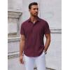 COOFANDY Mens Short Sleeve Button Down Shirts Casual Summer Shirt Untucked Dress Shirts(Wine Red)