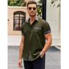 COOFANDY Mens Short Sleeve Button Down Shirts Casual Wrinkle Free Dress Shirt Plaid Collar Summer Shirts(Army Green)