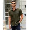 COOFANDY Mens Short Sleeve Button Down Shirts Casual Wrinkle Free Dress Shirt Plaid Collar Summer Shirts(Army Green)