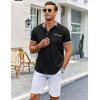 COOFANDY Mens Short Sleeve Button Down Shirts Casual Wrinkle Free Dress Shirt Plaid Collar Summer Shirts(Black)