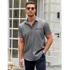 COOFANDY Mens Short Sleeve Button Down Shirts Casual Wrinkle Free Dress Shirt Plaid Collar Summer Shirts(Grey)