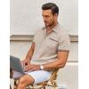 COOFANDY Mens Short Sleeve Button Down Shirts Casual Wrinkle Free Dress Shirt Plaid Collar Summer Shirts(Khaki)