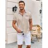 COOFANDY Mens Short Sleeve Button Down Shirts Casual Wrinkle Free Dress Shirt Plaid Collar Summer Shirts(Khaki)