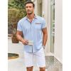 COOFANDY Mens Short Sleeve Button Down Shirts Casual Wrinkle Free Dress Shirt Plaid Collar Summer Shirts(Light Blue)