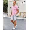 COOFANDY Mens Short Sleeve Button Down Shirts Casual Wrinkle Free Dress Shirt Plaid Collar Summer Shirts(Pink)