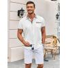COOFANDY Mens Short Sleeve Button Down Shirts Casual Wrinkle Free Dress Shirt Plaid Collar Summer Shirts(White)