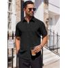 COOFANDY Mens Short Sleeve Button Down Shirts Lightweight Stain Shield Business Casual Dress Shirt Wrinkle Free(Black)