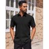 COOFANDY Mens Short Sleeve Button Down Shirts Lightweight Stain Shield Business Casual Dress Shirt Wrinkle Free(Black)