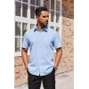 COOFANDY Mens Short Sleeve Button Down Shirts Lightweight Stain Shield Business Casual Dress Shirt Wrinkle Free(Blue)